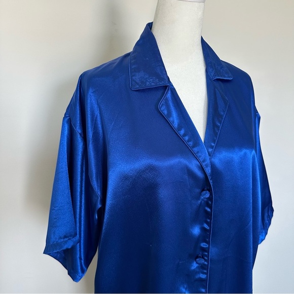 Vintage Victoria’s Secret Blue Satin Sleep Shirt Dress‎ S Gold Label - Picture 7 of 7